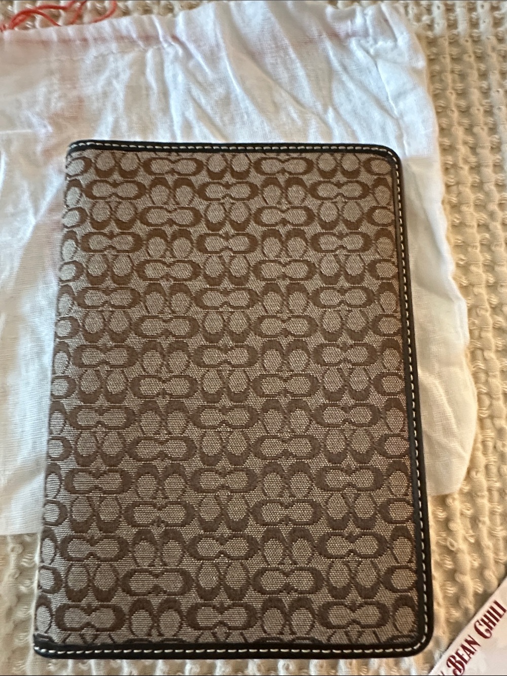 Coach Signature Jacquard Tablet Cover in Brown & Cream